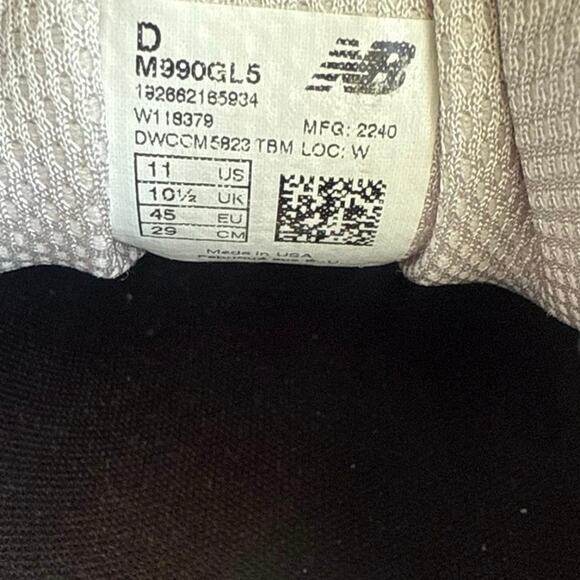 New Balance 990 V5 Grey/White Men Running Sneakers- SZ 11 D main image 11